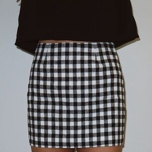 WAYF Black and White Checkered Mini Skirt